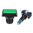 thumbnail image 2 of Botón de empuje para juegos 49x33 Rectángulo 12V Interruptor de botón iluminado LED con microswitch para juegos de video de arcade Verde 2pcs, 2 of 5