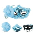 thumbnail image 3 of Unique Bargains Masque de Fête Demi-Visage à Sequins Floraux pour Mascarade Bleu PVC, 3 of 5