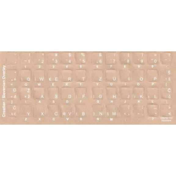 Croatian Keyboard Stickers – White Characters for Black Keyboards