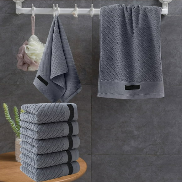 Juego de toallas de color liso para baño, de algodón grueso, suave y absorbente, 5 piezas