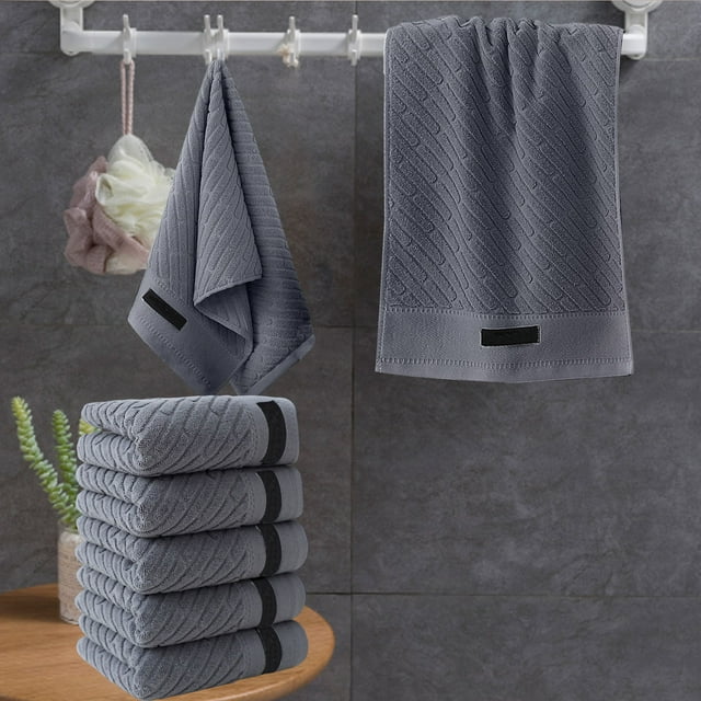 Juego de Toallas de Color Liso para Baño, de Algodón Grueso, Suave y Absorbente, 5 Piezas