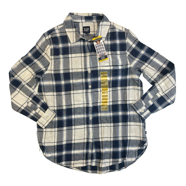 GAP Ladies Button Down Long Sleeve Relaxed Fit Boyfriend Flannel Top