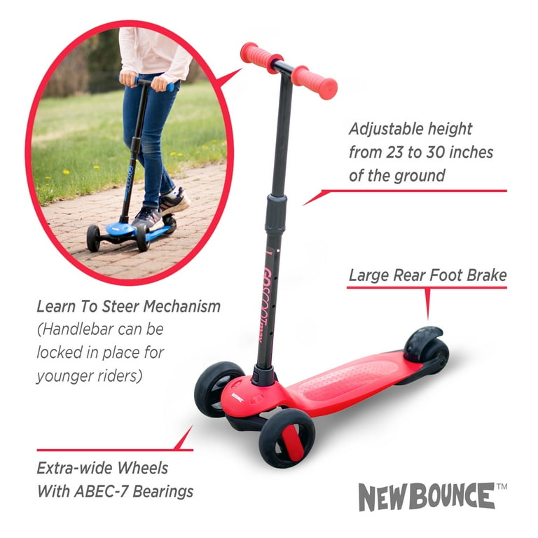 New Bounce GoScoot Max, 3 Wheel Kick Scooter for Little Kids and
