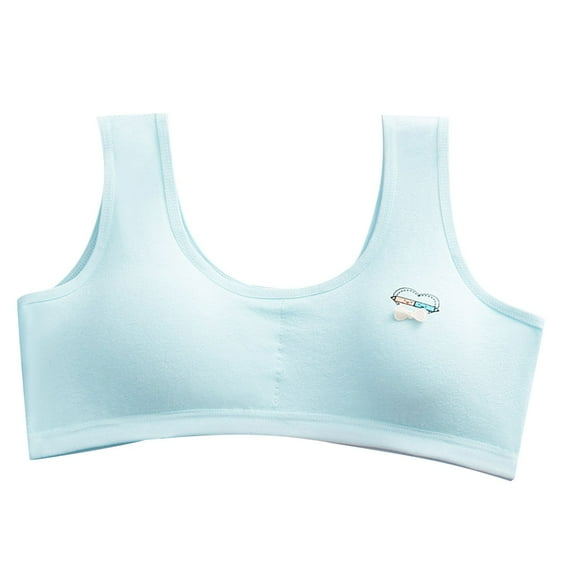 Babcutegg Bras for Kid Girls Molded Padded Pull-on Design Wireless Lightweight Juniors Training Bra Girls Underwear Light Blue Size Free Size