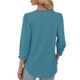 thumbnail image 4 of Xyxonk 3/4 Length Sleeve Womens Tops 2025 Dressy Casual V Neck Shirts Flowy Solid Color Blouse Fall Fashion Outfits Blue L, 4 of 5