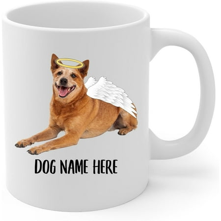 

Personalized Name Red American Pit Bull Terrier Angel Wings Memorial Coffee Mug - Sympathy Gifts for Dog Lovers White Cup 11 oz