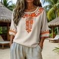 thumbnail image 2 of CONZONE Women's Tshirts 3/4 Sleeve T Shirts for Women Casual Crew Neck Embroidery Lightweight Tees Soft Cozy Tops, 2 of 4