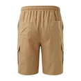 thumbnail image 4 of Mens Cargo Shorts Multi-Pocket Elastic Waist Shorts Drawstring Ripstop Straight Leg Cargo Shorts Casual Relaxed Fit Wild Outdoor Work Beach Shorts,Brown 3XL, 4 of 4