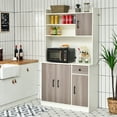 thumbnail image 2 of Costway 4-Door 71'' Kitchen Buffet Pantry Storage Cabinet w/Hutch Adjustable Shelf White, 2 of 11