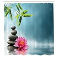 thumbnail image 3 of Ambesonne Lotus Flower Shower Curtain, Spa Theme Rocks, 69"Wx75"L, Blue Pink Green, 3 of 5
