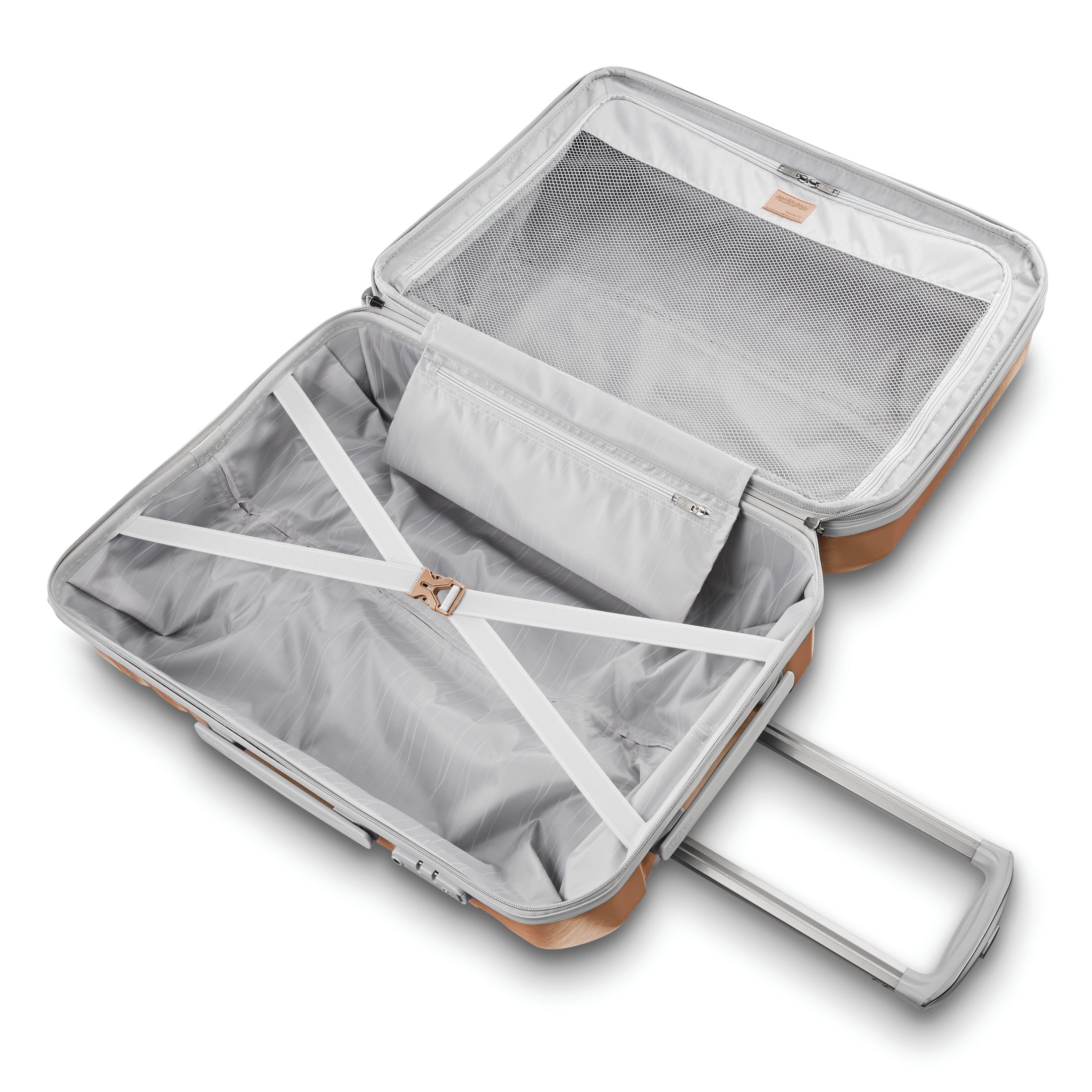 American Tourister Pirouette NXT Hardside Large Checked Luggage with Spinner Wheels - Peach