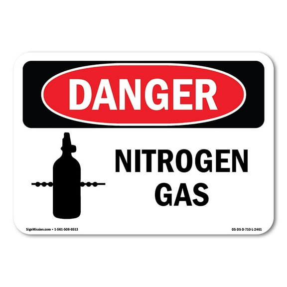 OSHA Danger Sign - Nitrogen Gas | Plastic Sign | Protect Your Business, Construction Site, Warehouse & Shop Area |  Made in The USA