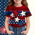 thumbnail image 3 of ZhuoLiL Girls Shirts for Kids T-Shirts Kids' Patriotic Star Print Tee - Loose Fit Short Sleeve, 3 of 6
