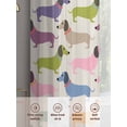 thumbnail image 6 of Color Dogs Sheer Curtains 2 Panels Set Cute Pink Purple Green Dachshund Animals Sheer Window Curtains Light Filtering Rod Pocket Voile Drapes for Bedroom Living Room 52"x63", 6 of 8
