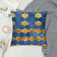 thumbnail image 2 of Acheng Gold and Blue Abstract Art Plush Pillowcase 1 Piece White, 2 of 5