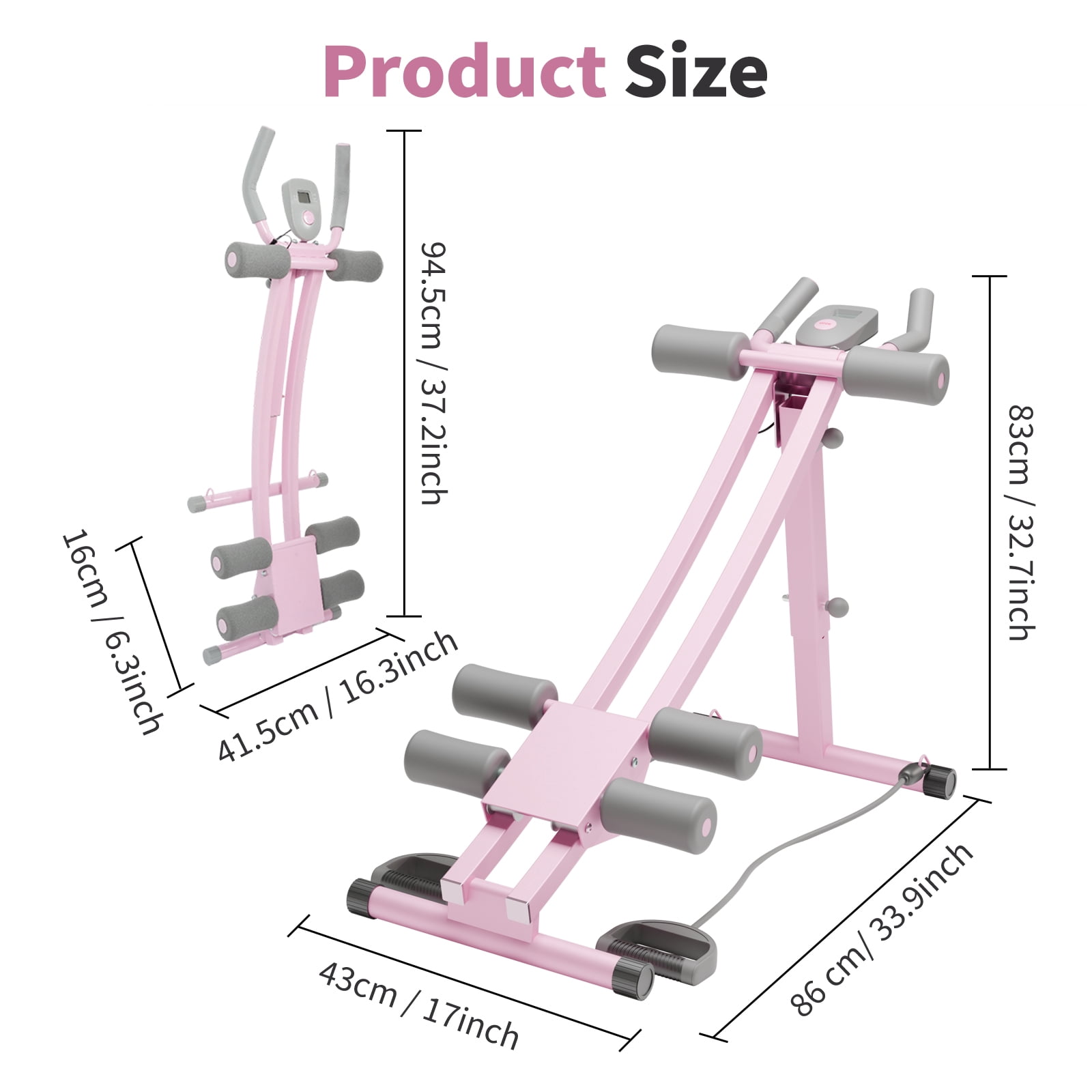 Foldable Ab Machine Ab Trainer, Strength Training Crunch Trainer Adjustable for Core Workout & Fitness