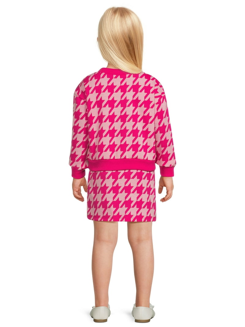 Barbie Toddler Girls Houndstooth Cardigan and Skirt Set, Sizes 2T