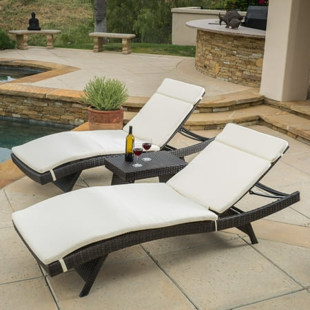 Halulu Wicker 3 Piece Chaise Lounge Set with Cushion