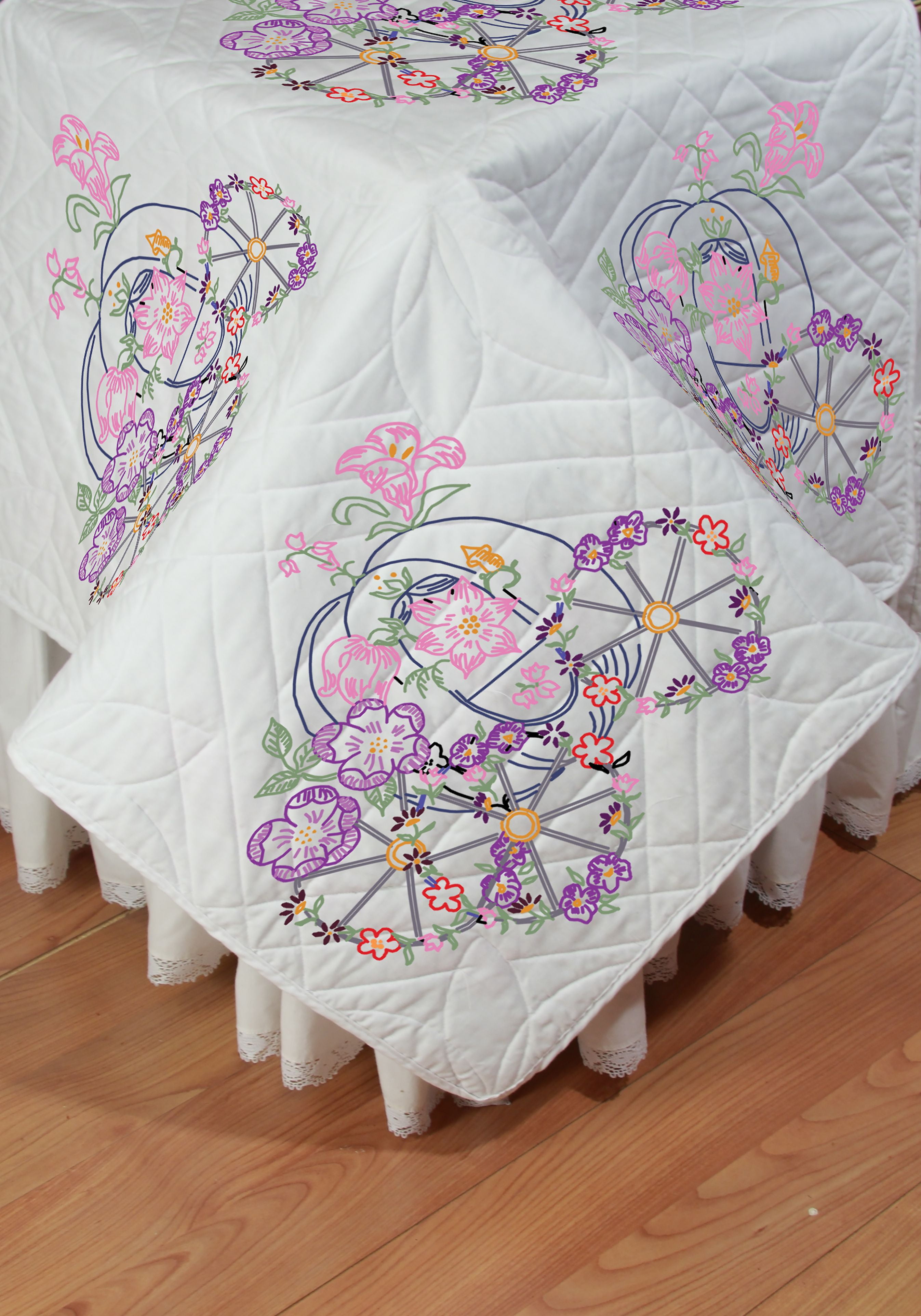 Fairway stamped quilt blocks 18x18 6pkgcarriage and flowers