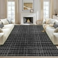 thumbnail image 2 of Hasoo Washable 8' x 10' Modern Geometric Grid Area Rug for Living Room Soft Indoor Carpet, Black, 2 of 7