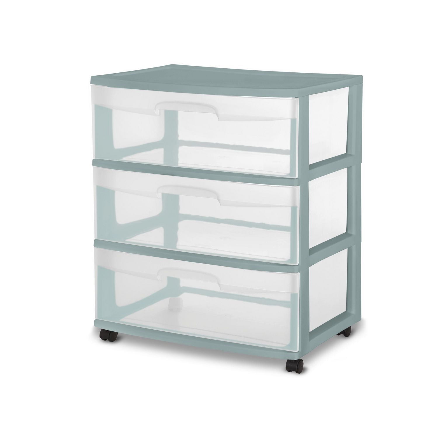 Sterilite  Wide 3 Drawer Cart-  Aqua