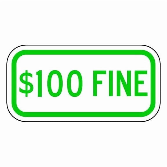 Lyle Parking Fine Sign, 12" W, 6" H, English, Aluminum, White HCP-012-12HA