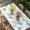 Gray, variant on Turquoise Airplane Table Cloths for 5 Foot Rectangle Tables, Modern Abstract Art Cartoon Clouds Patio Waterproof Elastic Fitted Tablecloths, Washable Rectangular Table Cover for Camping
