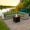 thumbnail image 3 of Chambers Bay Collection 7-Piece Aluminum Patio Conversation Set with Green Cushions and Square Fire Table, 3 of 3