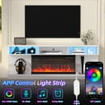 thumbnail image 5 of HARIPUL 70" 3-Sided Fireplace TV Stand for TVs Up to 80", Entertainment Center with 34" Electric Fireplace，APP Control Led Light TV Consoles for Living Room, White & Brown, 5 of 7