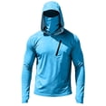 thumbnail image 5 of Men's UPF 50+ Sun Hoodie Long Sleeve Hooded Fishing Shirt Solid Pullover Cooling Ice Silk Breathable Quick-Dry Moisture Wicking 4-Way Stretch for Commute Fishing Hiking Sky Blue 3XL, 5 of 5