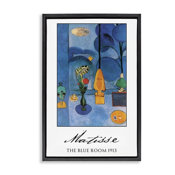 Matisse The Blue Room Black Framed Floater Canvas Wall Art, design by Vintage Hustle