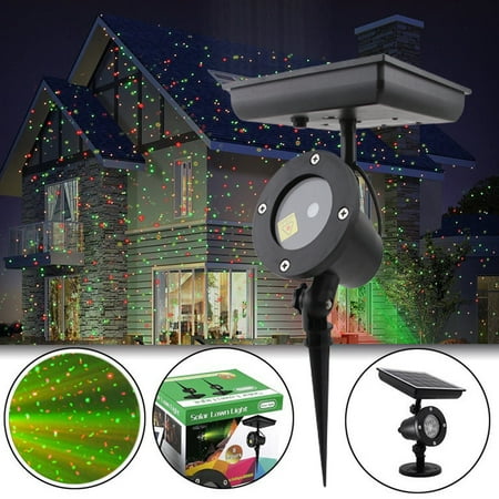 Solar Christmas Projector Outdoor, Moving Red and Green LED Laser Projector Lights Waterproof Garden Landscape Spotlight for Xmas New Year Holiday Party Decoration