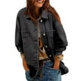 thumbnail image 3 of Chaqueta Vaquera de Mujer Oversize Estilo Boyfriend con Botones, Larga y Abertura Lateral. Chaqueta Vaquera Zimbaplatinum. Gris M, 3 of 9