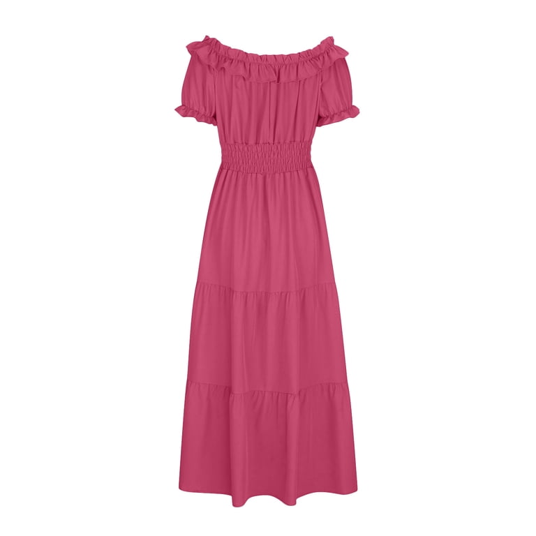 off the shoulder drop waist maxi dress Tie Dye Off Shoulder Maxi Dress. Red Drop Waist Dress by Nuichan main image 1