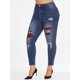 thumbnail image 1 of Jeans Rasgados de Talle Alto a Cuadros de Talla Grande Rosegal  Vaqueros de talla grande, 1 of 5