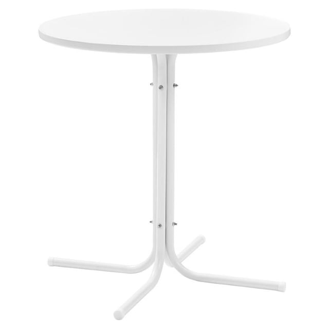Crosley Furniture Griffith Table Bistro Rétro en Métal pour l'Extérieur en Satin Blanc