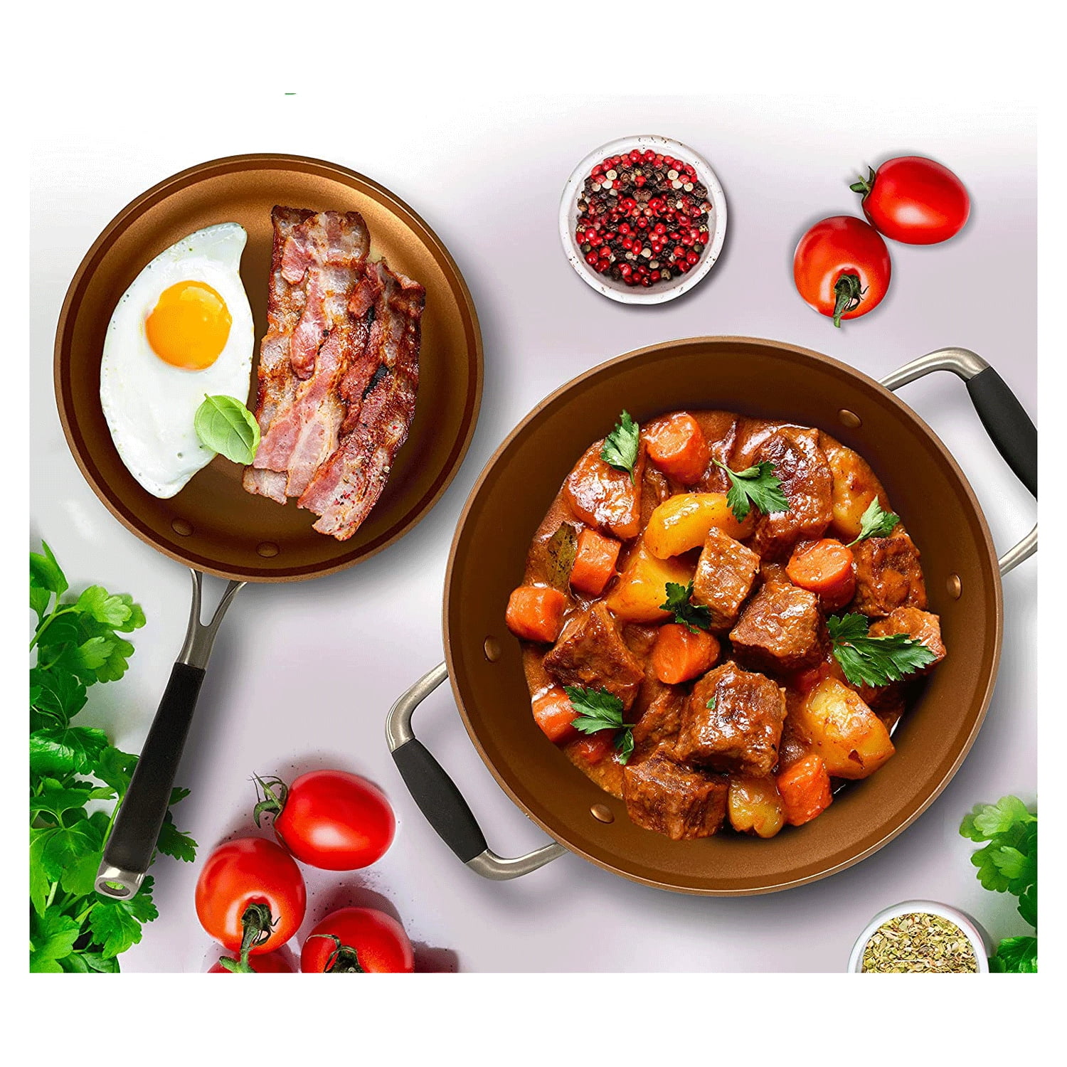 NutriChef 14 Piece Nonstick Ceramic Kitchen Cookware Pots and Pans Set