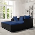 thumbnail image 2 of Topbuy Patio Rattan Daybed with Cushions and 4 Pillows, Navy, 2 of 10