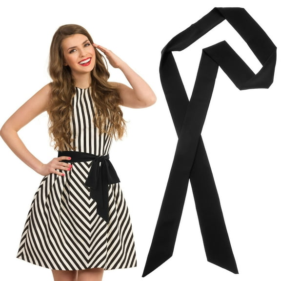 Beaupretty Robe Belt Women Silk Scarf Belt Black 1Pcs Tie Bow Elegant Design for Formal Events Dresses