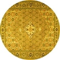 thumbnail image 1 of Ahgly Company Machine Washable Indoor Round Persian Yellow Traditional Area Rugs, 4' Round, 1 of 4