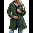 thumbnail image 3 of Chaqueta Impermeable Ligera para Mujer, con Capucha, Mangas Largas y Cremallera, para Actividades Al Aire Libre Verde Oscuro XXL, 3 of 9