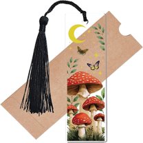 1 pc Acrylic Bookmarks Rectangle Bookmarks Mushroom 118x35x2.5mm Hole: 5mm