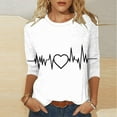 thumbnail image 5 of cocolona Valentines Shirts for Women Summer Crew Neck 3/4 Sleeve Tops Casual Loose Blouses Fashion Cute Heart Print T-shirts, 5 of 5