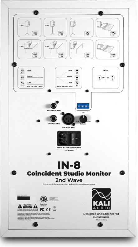 Kali Audio IN-8W V2 8" 3-Way Powered Studio Monitor (Each), White