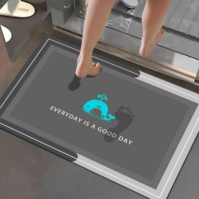 Qiweii Super Absorbent Fast Drying Diatomite Like Bath Mat,Non Slip Floor Mat for Bathroom and Entryway