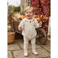 thumbnail image 5 of Lairauiy Baby Girl Thanksgiving Romper Long Sleeve Turkey Pumpkin Embroidery Bodysuit Newborn Outfit, 5 of 9