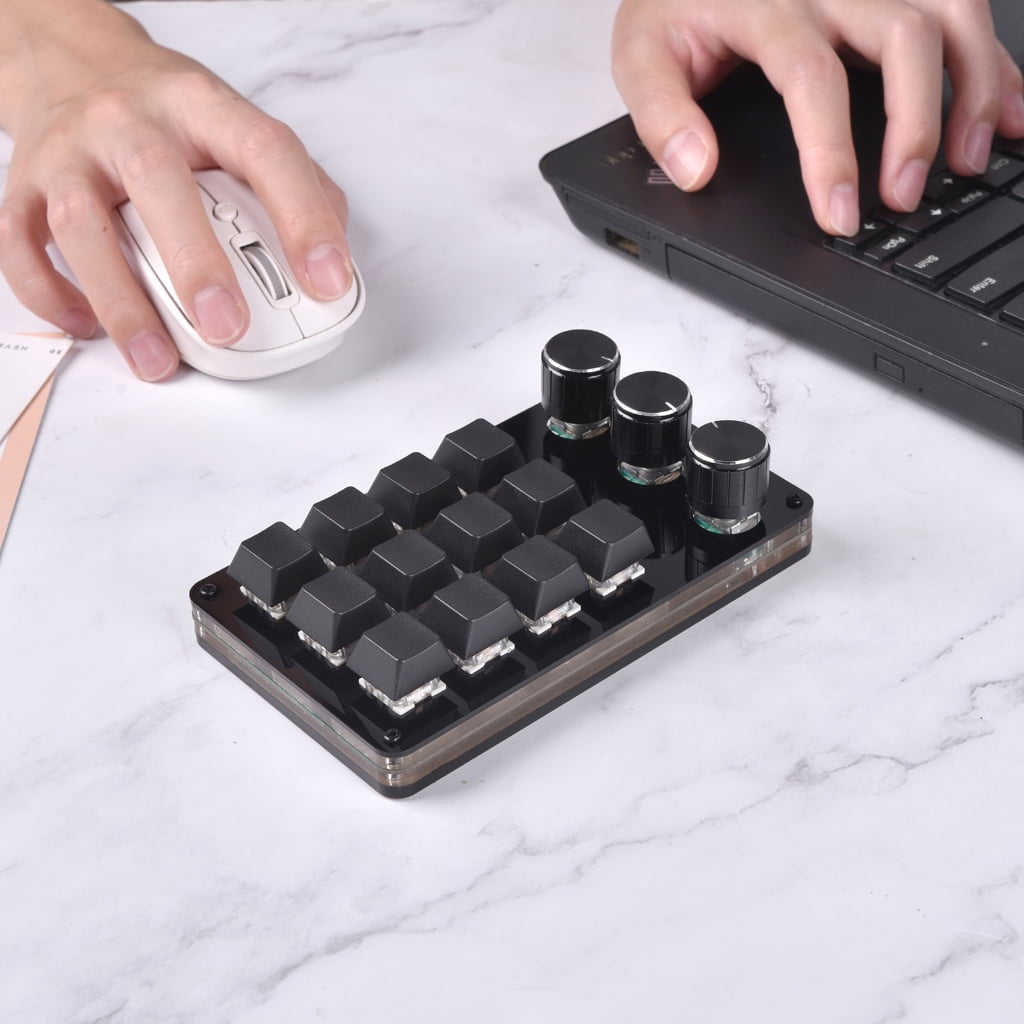 Mechanical Keyboard 12 Keys Keyboard with 3 Knob Design Professional Programmable Keypad for Gaming