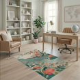 thumbnail image 2 of ODIKA 4'x6' Coral Teal Blossoms Over Tranquil Waters Washable Area Rug Elegant Floral and Serene River Motifs, Perfect Non-Slip, Chair-Friendly, Flatwoven for Home Office, Under Desk, 2 of 7