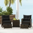 thumbnail image 5 of Costway 5 Piece Patio Rattan Furniture with 2 Ottomans & Tempered Glass Coffee Table Black, 5 of 10