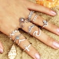 thumbnail image 4 of Juego De 10 Uds. De Anillos Para Nudillos Vintage, Anillos De Articulación Apilables Para Mujer, Anillos De Dedo Tallados Huecos Bohemios, Anillos Midi De Cristal Noticed AP006109-00, 4 of 6